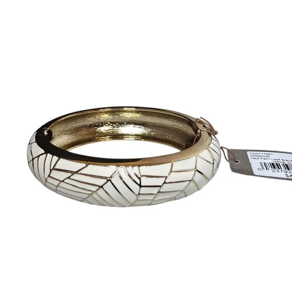 Tommy Bahama Women's Trendy White Palm Leaf Gold Plated Bangle Bracelet NWT - Picture 3 of 4